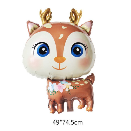 Balon din Folie Metalizata, Cyrax, Mini Figurine, Model Cerb, Tematica Aniversare, 49x74.5 cm, Ambalaj Individual, Pai Inclus, Umflare cu Aer sau Heliu, Maro