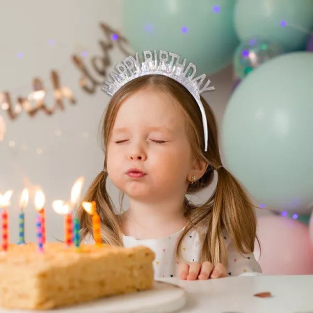 Coronita Decorativa pentru Petreceri, Cyrax, Tema Aniversare, Model Happy Birthday, Marime Universala, Argintiu