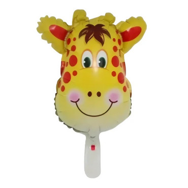 Balon din Folie Metalizata, Cyrax, Mini Figurine Animalute, Model Girafa, Tematica Aniversare, 32x45 cm, Ambalaj Individual, Pai Inclus, Umflare cu Aer sau Heliu, Multicolor