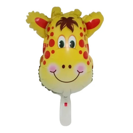 Balon din Folie Metalizata, Cyrax, Mini Figurine Animalute, Model Girafa, Tematica Aniversare, 32x45 cm, Ambalaj Individual, Pai Inclus, Umflare cu Aer sau Heliu, Multicolor