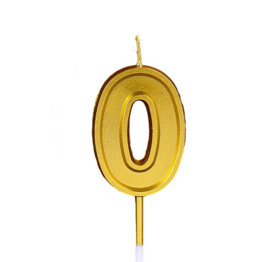 Lumanare pentru Tort Cifra 0, Cyrax, 4.8 cm, Aniversare, Aurie