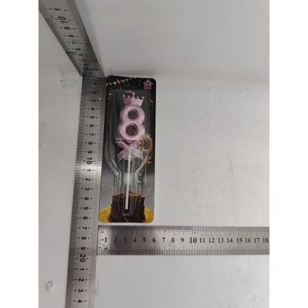 Lumanare Cifra 8, Cyrax, Model Coroana cu Fundita, Pentru Tort, 6 x 2.5 cm Mov