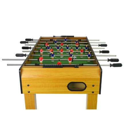 Masa de Fotbal cu Teren si 21 Jucatori Cyrax, 8 Manere, cu Tablou pentru Scor, din Metal, Lemn si ABS, 120 x 61.5 x 81 cm, cu Picioare, pentru copii/adulti