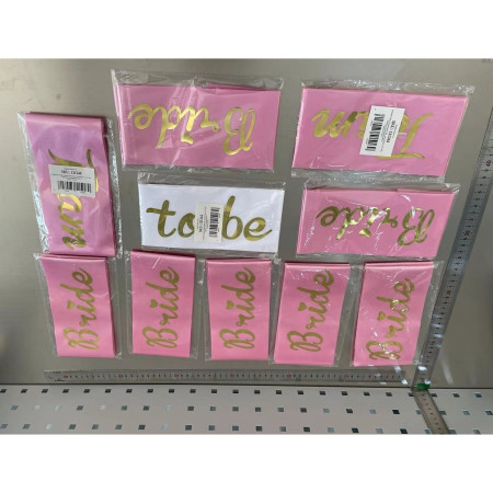 Set 10 Panglici Bride to Be si Team Bride, Cyrax, din Panza, Alb/Roz