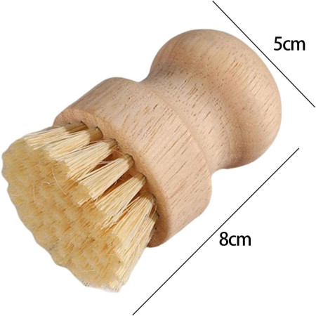 Perie de Curatat Vase si Alimente, Cyrax, din Lemn de Fag, 8 x 5 cm, Perie din Sisal, Bej
