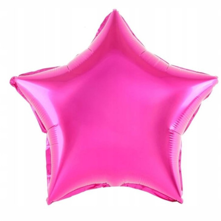 Balon din Folie Metalizata, Cyrax, Figurina Stea, Model Simplu, Tematica Aniversare, 40 cm, Ambalaj Individual, Pai Inclus, Umflare cu Aer sau Heliu, Roz