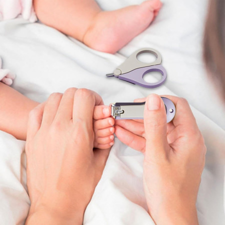 Set 4in1 de Ingrijire Unghii pentru Bebelusi, Cyrax, Cutie de Depozitare Tip Cerb, 0-6 Ani, 11 x 6 x 11 cm, Mov