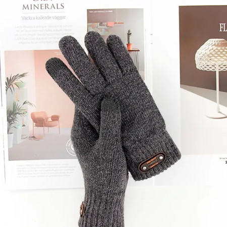 Manusi de Barbat,  Model Tricotat, Functie Touchscreen (ecran tactil), Material Acril, Manseta Elastica, Interior Catifelat, Marime Universala, Gri