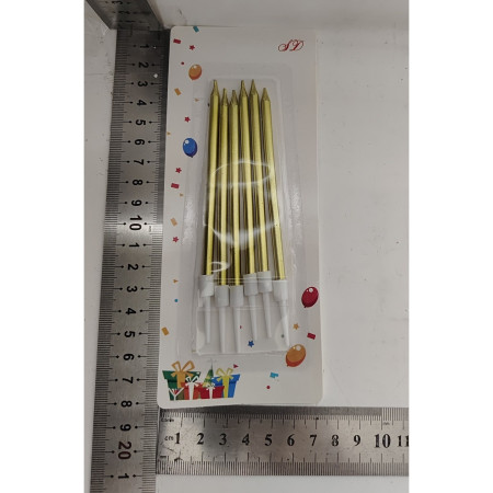 Set 6 Lumanari de Tort, Cyrax, din Parafina, 11 x 0.4 cm, Lucioase, Auriu