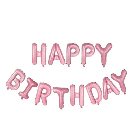 Set baloane folie Cyrax, Happy Birthday, 40 cm, roz deschis