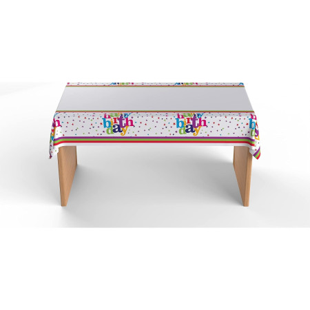 Fata de Masa Dreptunghiulara, Cyrax, Colectia Happy Birthday, 180 x 108 cm, din Plastic PE, Impermeabila, Multicolor