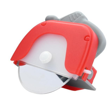 Cutit circular pentru pizza Cyrax, 11.5 x 12.5 cm, otel inoxidabil si plastic, capc protectie lama, rosu