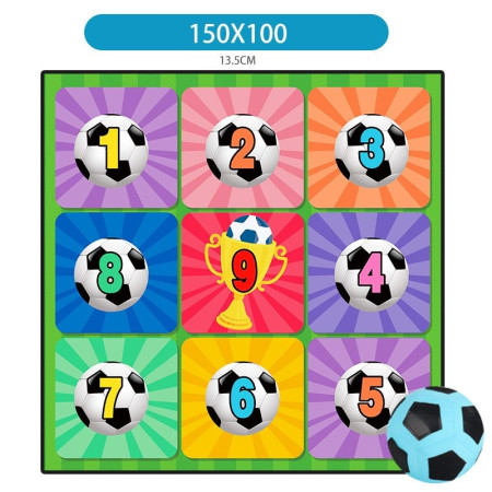 Set de Fotbal Cyrax, Joc Recreativ Pentru Copii, Minge cu Scai, Plansa din Material textil, 150 x 150 cm, Model Trofeu, Multicolor