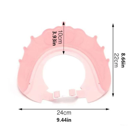 Cyrax Viziera de Protectie Baie Pentru Copii, Fippy, Model Coronita, Dimensiune ajustabila, Durabil, Usor de curatat, Impotriva Samponului, pentru Ochi si Urechi, TPE+PP, 24x22 cm, Roz
