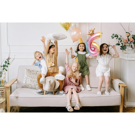 Balon din Folie Metalizata, Cyrax, Figurina Cifra Gradient, Tema Aniversare 80 cm, Ambalaj Individual, Pai inclus, Umflare cu Aer sau Heliu, Coronita, Cifra 6