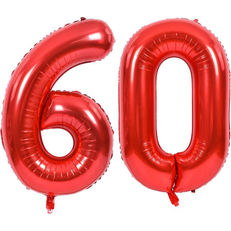 Balon din Folie Metalizata Cyrax, Figurina Cifra, Tema Aniversare 40 cm, Ambalaj Individual, Pai inclus, Umflare cu Aer sau Heliu, Rosu, Cifra 6