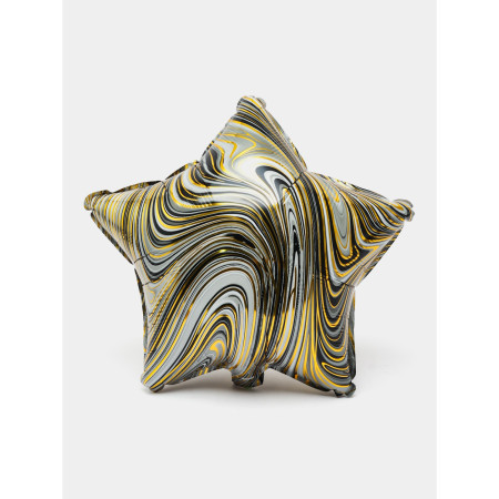 Set 2 Baloane din Folie Metalizata, Cyrax, Figurine Inima si Stea, Model Marmura, 45 cm, Ambalaj Individual, Pai Inclus, Umflare cu Aer sau Heliu, Bej