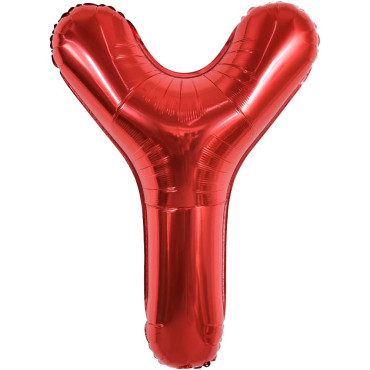 Balon Folie Metalizata Litera Y, Cyrax, 40 cm, Umflati cu Heliu sau Aer, Ambalaj Individual, Pai inclus, Rosu
