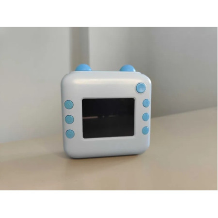 Camera Instantanee pentru Copii, Cyrax, cu Functie de Printare, Cablu USB-C, Bluetooth, compatibil iOS/Android, Imprimare APP, Model Urechi, Snur Subtire Inclus, Albastru