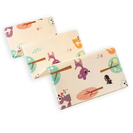 Covoras pentru Copii, Cyrax, cu 2 Fete, Model Caprioare/Panda, din XPE+PE, Impermeabil, Antiderapant, Protectie Termica, +3 Luni, Pliabil, 150 x 200 x 1 cm, Multicolor