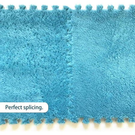 Set 10 Piese Covor tip Puzzle, Cyrax, Spuma EVA, Pufos, 30 x 30 x 1 cm, Albastru