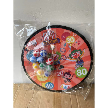 Joc Darts Cyrax pentru Copii, Placa Pliabila 36.5 cm, 8 Mingii Velcro/Scai Simple, 2 Mingii Luminoase, Model Circ, Rosu