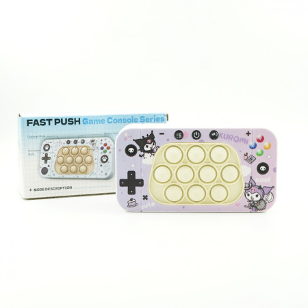 Jucarie interactiva tip consola pentru copii Cyrax, speed push whack-a-mole, joc de viteza pop it, material ABS/silicon, cu nivele, sunete si lumini, 15.5 x 7.6 x 5.3 cm, model elfi, mov