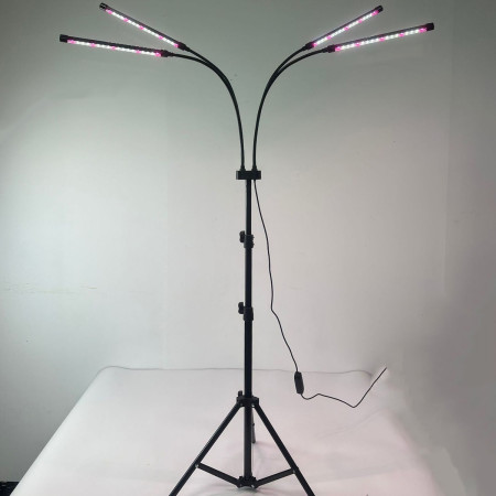 Lampa UV pentru cresterea plantelor,  4 capete, putere 30W, 108 LED-uri Lampa cu lumina Ultra-Violet, Lampa cu Picior Ajustabil pana la 2 m, Lumina UV Alb Rece