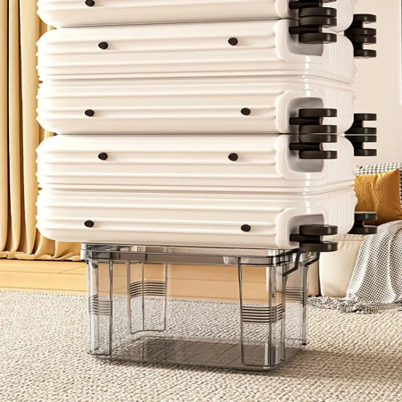 Cutie De Depozitare,  Tip Valiza, pentru Alimente, Jucarii, Accesorii, Transparent-Gri, Marime L, 38.5x27.5x22 cm