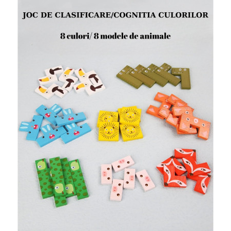 Puzzle din Lemn Cyrax, Tip Tetris, +4 Ani, cu Animale Colorate 3D, 40 Piese, Multicolor