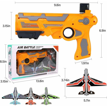 Cyrax Set Arma de jucarie tip lansator de avioane, Air Battle, Portocaliu