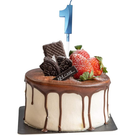 Lumanare Cifra 1, Cyrax, Model Diamond, 5 x 3.4 cm, Albastru