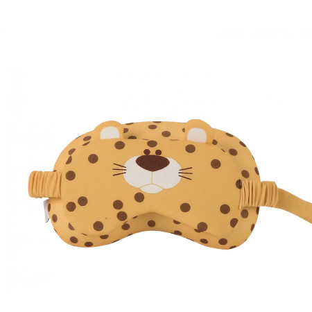 Masca de dormit, Cyrax, 2 in 1, cu Tetiera, din Particule de Spuma si Bumbac, Model Leopard ,Portocaliu