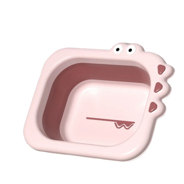 Lavoar Pliabil, Cyrax, pentru Copii, din PP/TPE, Portabil, Model Crocodil, 30x24.5x9 cm, Roz