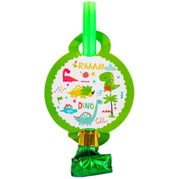 Set 6 Suflatori, Cyrax, Colectia Dino Park, 12 x 7 cm, din Carton/Plastic/Hartie, Multicolor