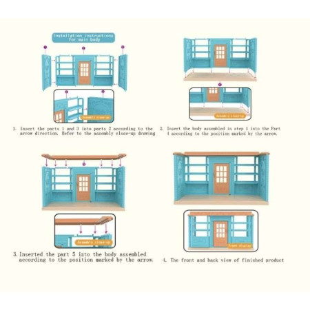 Cyrax Casa de papusi cu figurine si mobilier, brutarie