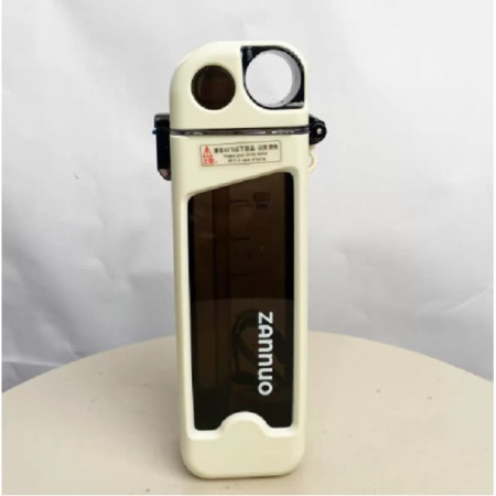 Sticla de Apa pentru Sport, Cyrax, 350 ml, cu Pai si Capac, 23x7x4.4 cm, Buton de Blocare, din PC, Alb