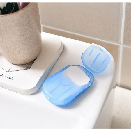 Mini Cutie de Sapun din Hartie,  de Unica Folosinta, Portabila, Potrivit pentru Calatorii, 20 buc, Albastru