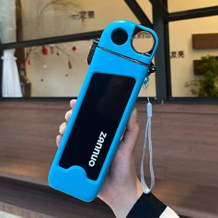 Sticla de Apa pentru Sport, Cyrax, 350 ml, cu Pai si Capac, 23x7x4.4 cm, Buton de Blocare, din PC, Bleu