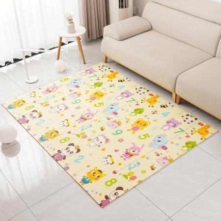 Covoras pentru Copii, Cyrax, cu 2 Fete, Model Animale Marine/Exotice, din XPE+PE, Impermeabil, Antiderapant, Protectie Termica, +3 Luni, Pliabil, 150 x 200 x 1.5 cm, Multicolor