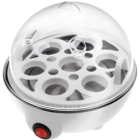 Cyrax Fierbator de Oua Electric, Flipppy, Capacitate 7 oua, Aparat de fiert oua, 220V, Oprire Automata, 3 Moduri de Fiert Oua, 15 x 15 x 15 cm, Culoare Alb