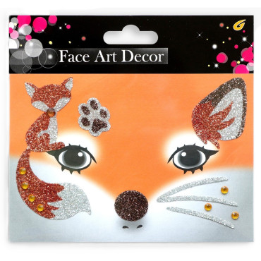 Sticker Temporar pentru Fata, Cyrax, pentru Machiaj, Face Art, Halloween, Teatru, Model Vulpe, Portocaliu