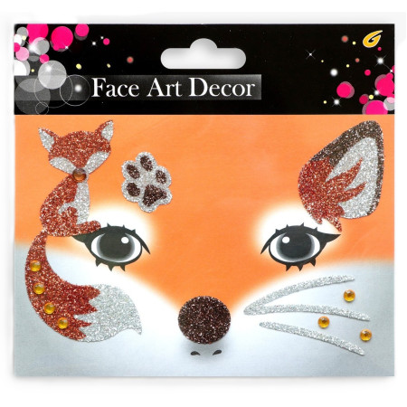 Sticker Temporar pentru Fata, Cyrax, pentru Machiaj, Face Art, Halloween, Teatru, Model Vulpe, Portocaliu