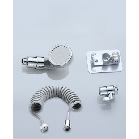 Set Extensie de Dus,  pentru Baterie Baie sau Bucatarie, 4 Piese, Filtru de Ioni Negativi, Furtun Flexibil de 1.5 Metri, Argintiu