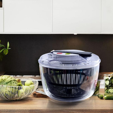 Uscator Manual pentru Salata si Verdeturi, Cyrax, Plastic, 20x20x25 cm, Capacitate 5L, Negru