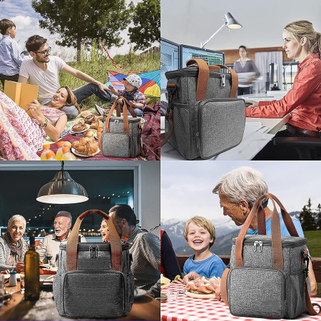 Geanta Termo-Izolanta, Cyrax, Multifunctionala, 1 Compartiment Principal, 1 Buzunar Lateral Exterior, Impermeabila, Manere si Bretea de Umar, 25x22x15 cm, Gri