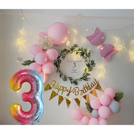 Balon din Folie Metalizata Gradient Cyrax, Figurina Cifra, Tema Aniversare 100 cm, Ambalaj Individual, Pai inclus, Umflare cu Aer sau Heliu, Multicolor, Cifra 3