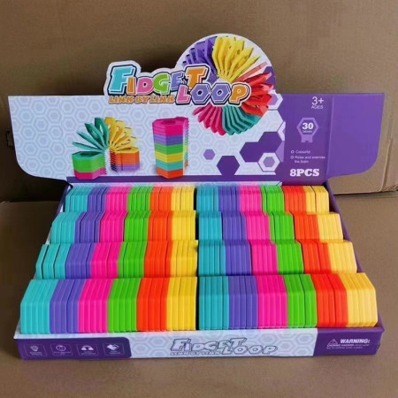 Puzzle pentru copii, Cyrax, fidget loop, functie stivuire, bucle, decompresie, curcubeu, 20 cm