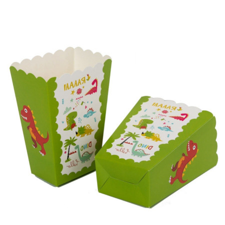 Set 6 Cutii de Popcorn, Cyrax, Colectia Dino Park, 9 x 13 cm, din Carton, Multicolor