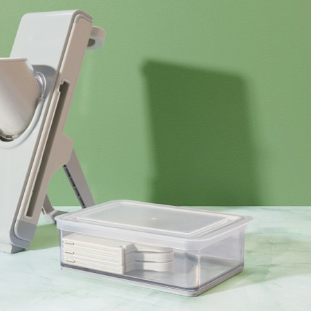 Feliator de Legume Multifunctional, Cyrax, Taieturi Diferite, Razatoare pentru Bucatarie, Taietor de Cartofi, Presa Manuala, Pliabila, Extensibila, PP PET, 23.5x9.5x5.5 cm, Alb